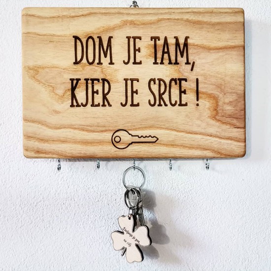 Obešalnik za ključe ‘’Dom je tam, kjer je srce!’’
